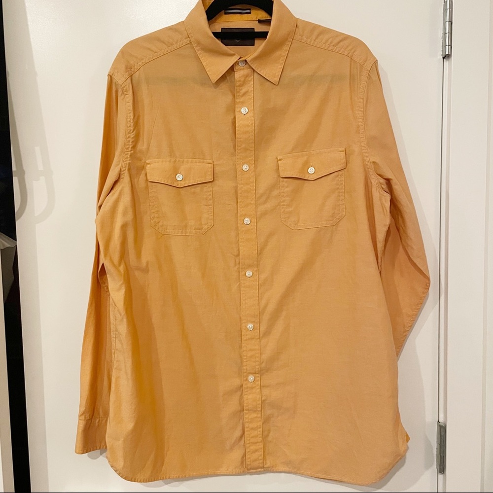 Black Brown 1826 Orange Long-sleeved Button down Shirt Size Large
